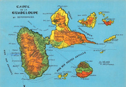 FRANCE - La Guadeloupe En Couleurs - Carte De La Guadeloupe Et Dépendances - Carte Postale Ancienne - Altri & Non Classificati