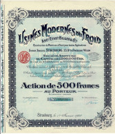 Titre De 1928 - Usines Modernes Du Froid - Anciens Ets Bilger & Cie - Constructions De Machines à Froid -Déco - Industry
