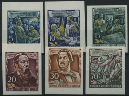 DDR 485-90B **, 1955, Einzelmarken Engels, Ungezähnt, Prachtsatz, Mi. 48.- - Used Stamps