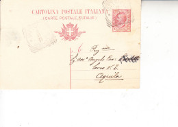 ITALIA 1911 - Intero Postale  Da  Vittorito  Ad Aquila - Stamped Stationery