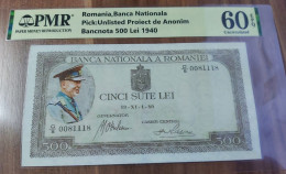 Copy Of The Romanian 500 Lei 1940 Banknote Project On Paper With Watermark And UV - Roumanie