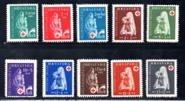 Croatia, NDH, MNH, 1942, Michel 118 - 127, Red Cross - Croatie