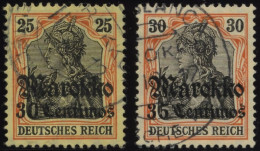 DP IN MAROKKO 50I,51x O, 1911, 30 C. Auf 25 Pf. Und 35 C. Auf 30 Pf., Friedensdruck, 2 Prachtwerte, Mi. 31.- - Maroc (bureaux)