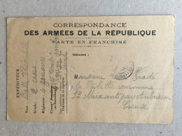 Republique Francais France - Aubusson Ww1 Wk1 Premiere Guerre Carte En Franchise 1914 - Cartas & Documentos