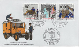 Germany Deutschland 1990 FDC Wohlfahrtsmarken, Fur Die Wohlfahrtspflege, Car Cars Train, Fur Die Wohlfahrt, Berlin - Otros & Sin Clasificación