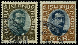 ISLAND 97/8 O, 1920, 2 Und 5 Kr. König Christian X, 2 Prachtwerte, Mi. 48.- - Autres & Non Classés