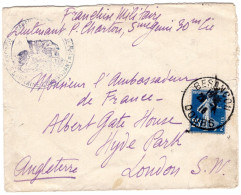 Petite Enveloppe De Beançon D'un Lieutenant Pour Londres - Semeuse 25c Bleu Outremer Oblitérée En 1918 - 1877-1920: Semi Modern Period