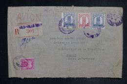 MAROC - Enveloppe En Recommandé De Fez Pour Fécamp En 1945 Avec Taxe, étiquette De Douane Au Dos - L 152771 - Covers & Documents
