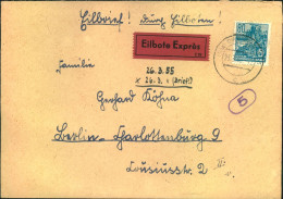 1955,Eilbrief Mit EF 80 Pf. FJP 1 Ab Dresdeb Bach Berlin-Charlottenburgh. Dort Mit Rphrpost. - Cartas & Documentos