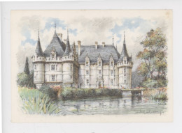 Azay Le Rideau : Le Château (aquarelle) Barre & Dayez N°2030 A - Other & Unclassified