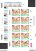 2021 Italia - Repubblica, Minifogli Da 10 Valori Serie Turistica, "L'Italia Riparte", 6 Valori, Roma-Milano-Firenze-Vene - Full Sheets