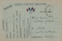 Carte Correspondance Franchise Militaire Cachet 1940 Poste Aux Armées Sicard Maréchal Des Logis Secteur Postal 13481 - Guerre De 1939-45