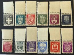 FRANCE: Achat Immédiat - ** (MNH), N° YT 553 à 564, 2ème Série Armoiries, LUXE - 1941-66 Coat Of Arms And Heraldry