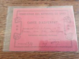 30 Carte D’adhérent Association Des Retraites Du Gard - Membership Cards