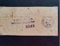 14-18   C De Sac Oblitéré  ( Pontarlier/Prisonniers De Guerre) Pour Rouen 7 Novembre 1917 - 1. Weltkrieg 1914-1918