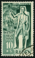 BADEN 50 O, 1949, 10 Pf. Schurz, üblich Gezähnt Pracht, Gepr. Straub, Mi. 38.- - Bade