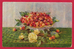 AD76 FANTAISIES FRUITS GRIOTTES COUPE DE CERISES ET ROSES BLANCHES A .STUZ STPS N°1171 - Flowers