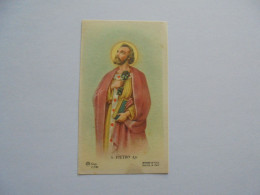 S Piétro Ap Pierre Image Pieuse Religieuse Holly Card Religion Saint Santini Sint Sancta Sainte - Devotion Images