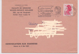Enveloppe Faculté De Médecine Necker Enfants Malades Paris Bienvenue 7 Aout 1989 Convocation Aux Examens - Geneeskunde