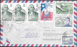 Chile Valparaiso Registered Cover Mailed To Germany 1973. Pilot Dagoberto Godoy Stamp - Chile