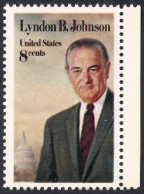 !a! USA Sc# 1503 MNH SINGLE W/ Right Margin - Lyndon B. Johnson - Unused Stamps