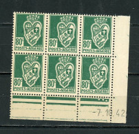 ALGERIE (RF):  BLASON - N° Yvert 189 ** BLOC DE 6 COIN DATÉ - Unused Stamps