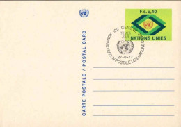ONU (Genève) Entier-P Fdc (101) Carte Postale Fs0,40 27-6-77 - Andere & Zonder Classificatie