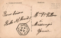 N°3802 W -cachet Hexagonal -Massangis -Yonne -1928- - 1921-1960: Modern Tijdperk