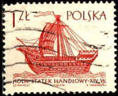 Pologne Poste Obl Yv:1421 Mi:1568 Vaisseau Marchand 16.Siècle (Lign.Ondulées) - Usados