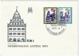 Autumn Fair LEIPZIG 1971 2 X GDR Stamp 10 & 25 Pf. & Occasional Seals. Herbstmesse LEIPZIG 1971 2 X DDR Marke 10 & 25 Pf - Postcards - Used