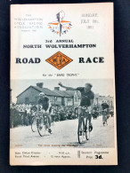 Programme De Course Courses Velo Championnat Cycliste 3èm North Wolverhamton Road Race 1951 Cycle Racing Sport Cyclisme - Programmes