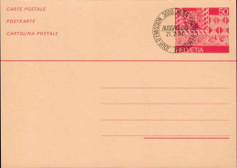 Suisse Entier-P Obl (1984-dent) Carte Postale Dentelles (TB Cachet à Date) 21.2.1984 - Stamped Stationery