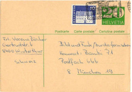 Suisse Entier-P Obl (1968CP) Carte-postale Postkarte Cartolina Postale (Belle Obl.mécanique) - Postwaardestukken