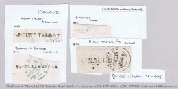 Ireland Undated Namestamps Type 1A For MOUNT TALBOT, BENNETTS BRIDGE, BLARNEY Plus KYNAULE/75 On Small Pieces - Prephilately
