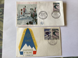 Lots De Cartes Postales Championnats Du Monde De Ski Alpin Chamonix Janvier 1962 1 Er Jour - Sammlungen