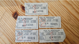 Ville De Montpellier Ticket De Bus Régie Des Transports Celleneuve Saint Eloi Asile Aliénés, Lot De 5 - Europa