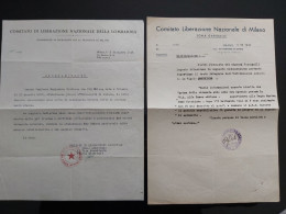 PARTIGIANI CORPO VOLONTARI LIBERTà CLN LOMBARDIA E MILANO GARIBALDI - Documents Historiques