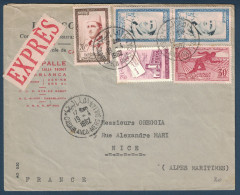 LETTRE ETIQUETTE EXPRÈS Avec BEL AFFRANCHISSEMENT CAD CASABLANCA 1962 MAROC Pour NICE FRANCE - Lettres & Documents