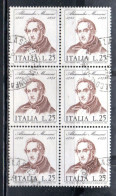 ITALIA REPUBBLICA ITALY REPUBLIC 1973 CENTENARIO MORTE DI ALESSANDRO MANZONI DEATH BLOCCO BLOCK LIRE 25 USATO USED - 1971-80: Afgestempeld