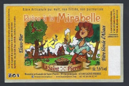 étiquette Bière France:biere à La Mirabelle La Saint Pierre 5,6 % - Cl Brasserie De St Pierre 67 " Femme" - Cerveza