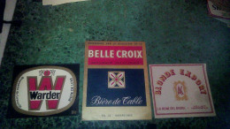 Lot X 3 étiquettes De Bière Du Nord Warder Brasserie De Lewarde Brasserie  La Belle Croix à Racquinghem Export Fontaine - Cerveza
