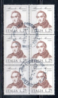 ITALIA REPUBBLICA ITALY REPUBLIC 1973 CENTENARIO MORTE DI ALESSANDRO MANZONI DEATH BLOCCO BLOCK LIRE 25 USATO USED - 1971-80: Afgestempeld