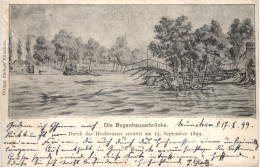 München - Bogenhauserbrücke - Hochwasser 1899 - München