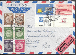 Israel Jerusalem Express Cover Mailed To Switzerland 1954. Good Stamps - Storia Postale
