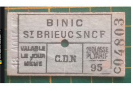 Ticket Chemins De Fer Des Côtes Du Nord - Other & Unclassified
