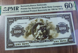 Copy Of The Romanian  100 Lei 1912  Banknote Project On Paper With Watermark And UV - Rumania