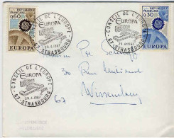 France Poste Obl Yv:1521/1522 Europa Cept Engrenages (TB Cachet à Date) Lettre Strasbourg 29-4-67 - Used Stamps