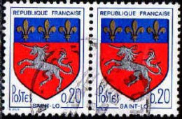 France Poste Obl Yv:1510 Mi:1570 Armoiries De St-Lo Paire (cachet Rond) - Gebruikt