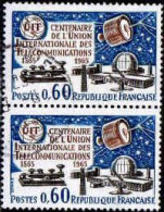 France Poste Obl Yv:1451 Mi:1510 Centenaire De L'UIT Paire (Beau Cachet Rond) - Used Stamps