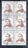 ITALIA REPUBBLICA ITALY REPUBLIC 1973 CENTENARIO MORTE DI ALESSANDRO MANZONI DEATH BLOCCO BLOCK LIRE 25 USATO USED - 1971-80: Afgestempeld